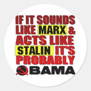 Marx, Stalin? Obama! Runder Aufkleber