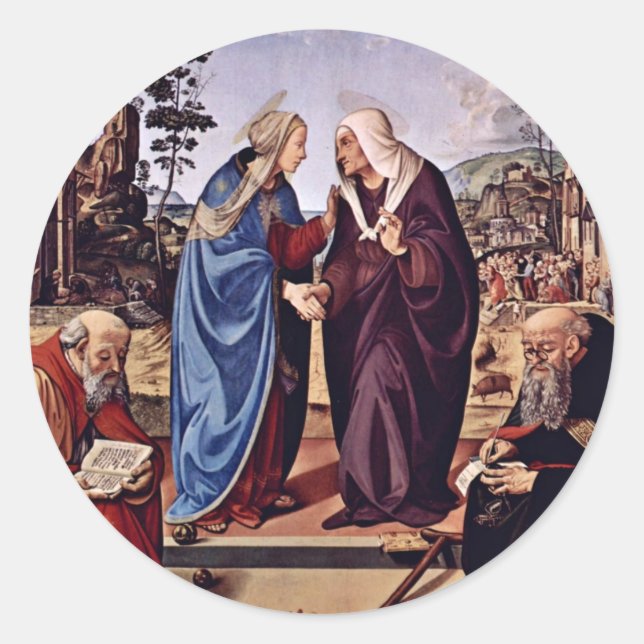 Mary and St. Elisabeth St. Nicholas and St. Anthon Runder Aufkleber (Vorderseite)