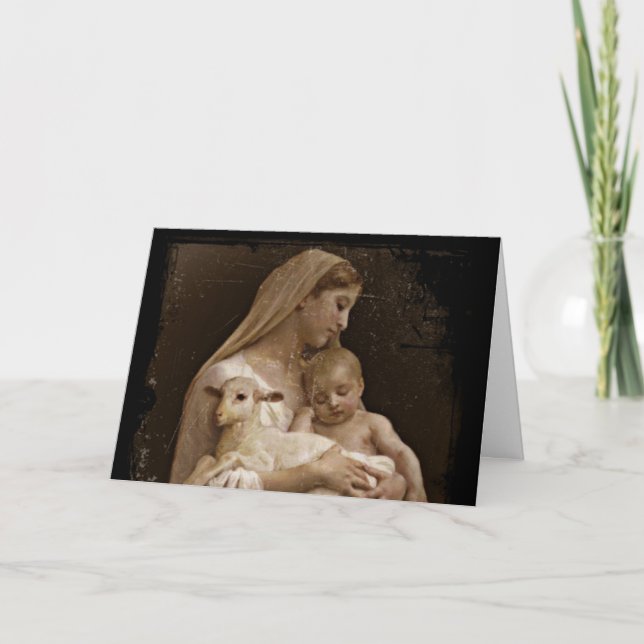 Mary Baby Jesus and Lamb Feiertagskarte (Vorderseite)