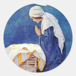 Mary Beten und Baby Jesus Runder Aufkleber