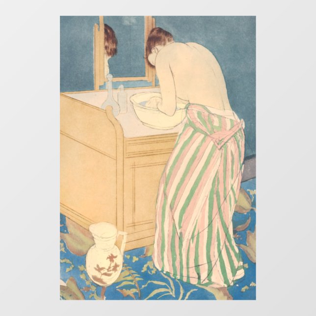 Mary Cassatt - Badegewässer für Frauen Fensteraufkleber (Blatt)