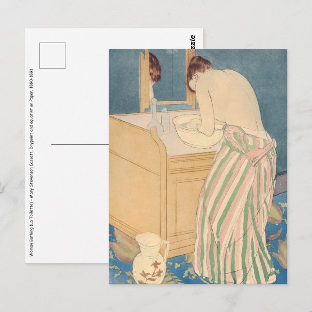 Mary Cassatt - Badegewässer für Frauen Postkarte (Vorne/Hinten)
