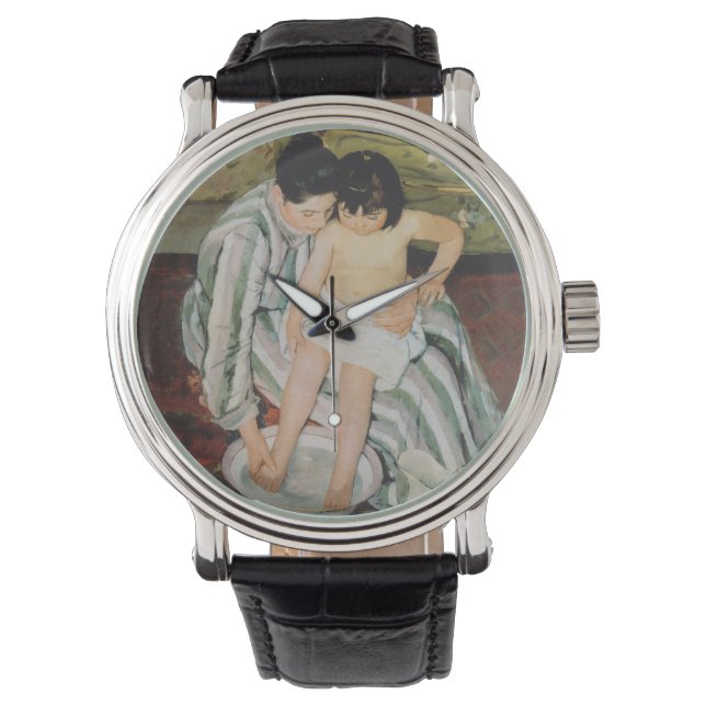 Mary Cassatt Child's Bath Painting Armbanduhr (Vorderseite)