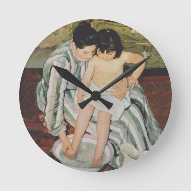 Mary Cassatt Child's Bath Painting Runde Wanduhr (Vorderseite)
