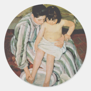 Mary Cassatt Child's Bath Painting Runder Aufkleber