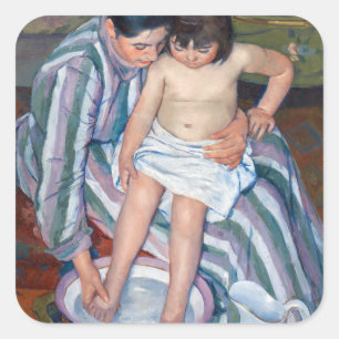 Mary Cassatt - Das Bad des Kindes / Das Bad Quadratischer Aufkleber
