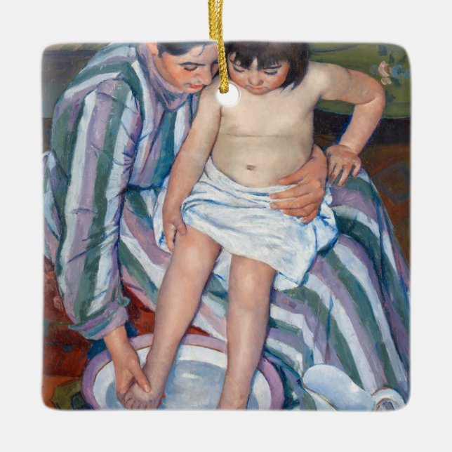 Mary Cassatt - Das Kinderbad / das Bad Keramikornament (Vorderseite)