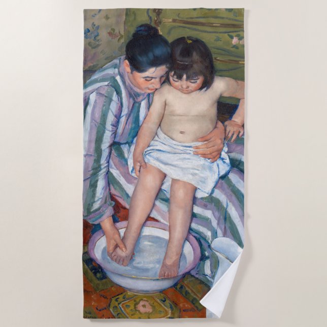 Mary Cassatt - Das Kinderbad / das Bad Strandtuch (Vorderseite)