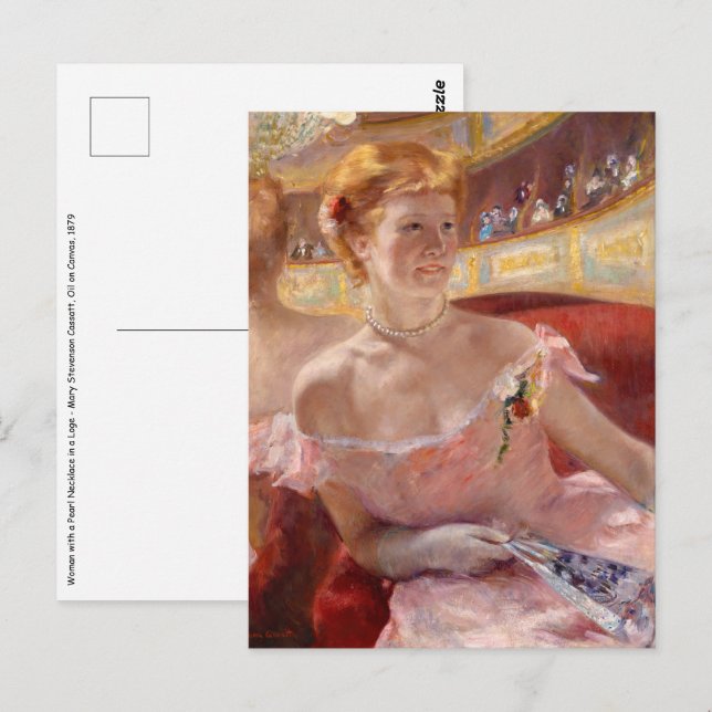 Mary Cassatt - Eine Frau mit Perlenschnur in einer Postkarte (Vorne/Hinten)