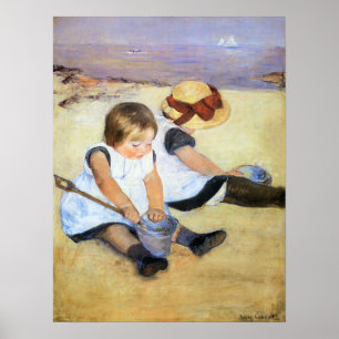 Mary Cassatt Enfants jouant sur la plage Poster