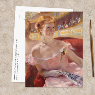 Mary Cassatt - Frau mit Perlenkette in einer Loge Postkarte