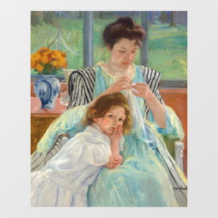 Mary Cassatt - Junge Mutter beim Nähen Fensteraufkleber