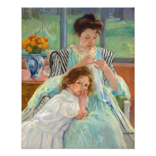 Mary Cassatt - Junge Mutter beim Nähen Fotodruck