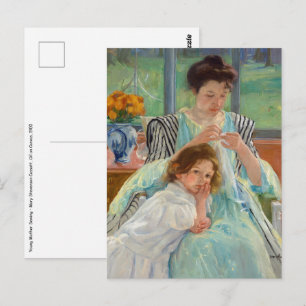 Mary Cassatt - Junge Mutter beim Nähen Postkarte
