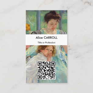 Mary Cassatt - Junge Mutter beim Nähen - QR Code Visitenkarte