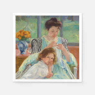 Mary Cassatt - Junge Mutter beim Nähen Serviette
