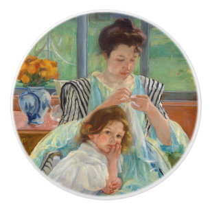 Mary Cassatt - Jungmütternähen Keramikknauf