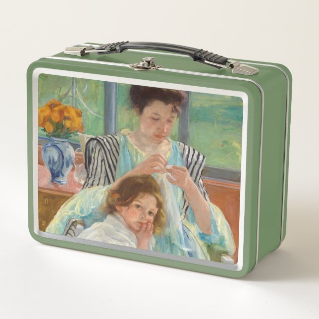 Mary Cassatt - Jungmütternähen Metall Brotdose (Vorderseite)