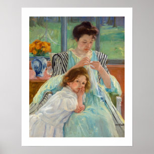 Mary Cassatt - Jungmütternähen Poster
