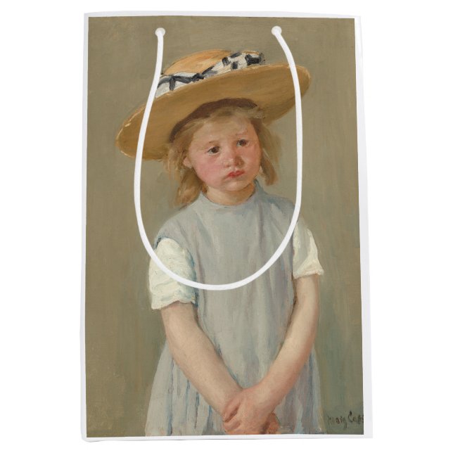 Mary Cassatt - Kind in einem Strohhut Mittlere Geschenktüte (Vorderseite)