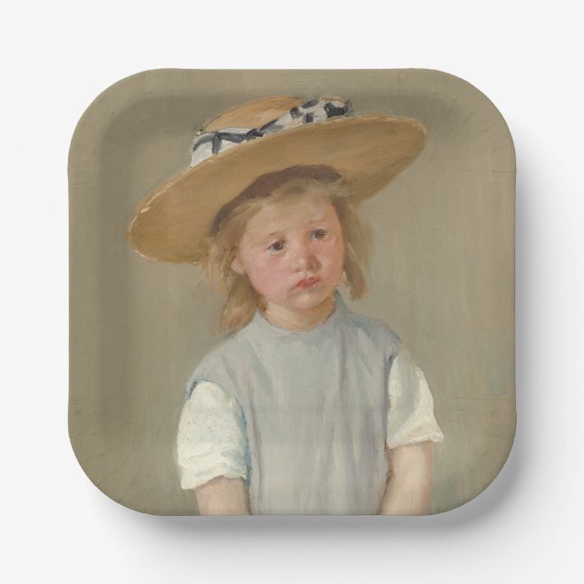 Mary Cassatt - Kind in einem Strohhut Pappteller (Vorderseite)