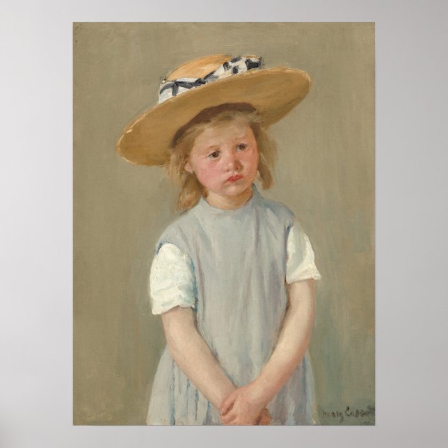 Mary Cassatt - Kind in einem Strohhut Poster (Vorne)