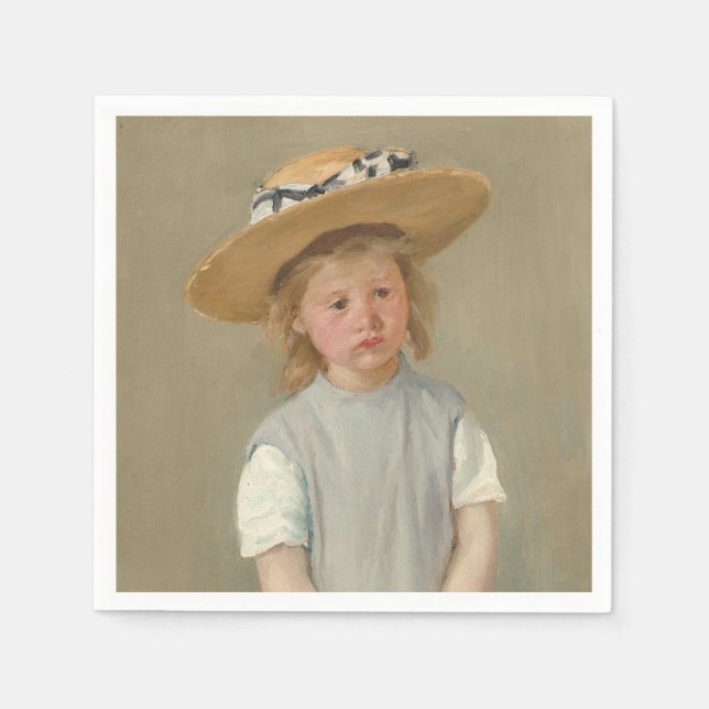 Mary Cassatt - Kind in einem Strohhut Serviette (Vorderseite)