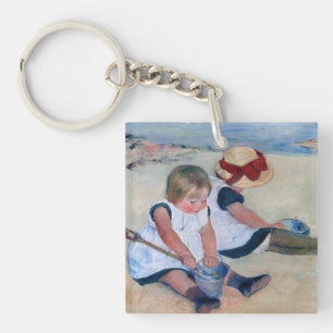 Mary Cassatt Kinder beim Spielen am Strand 1884 Schlüsselanhänger