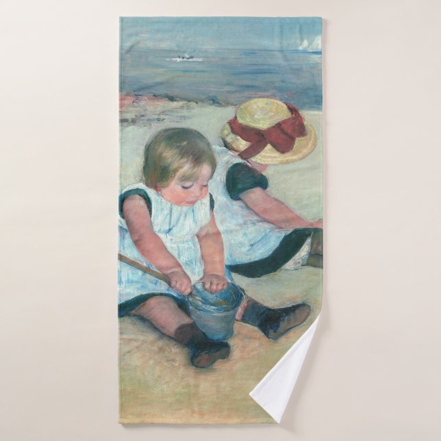 Mary Cassatt - Kinder, die am Strand spielen Badhandtuch Set (Badehandtuch)