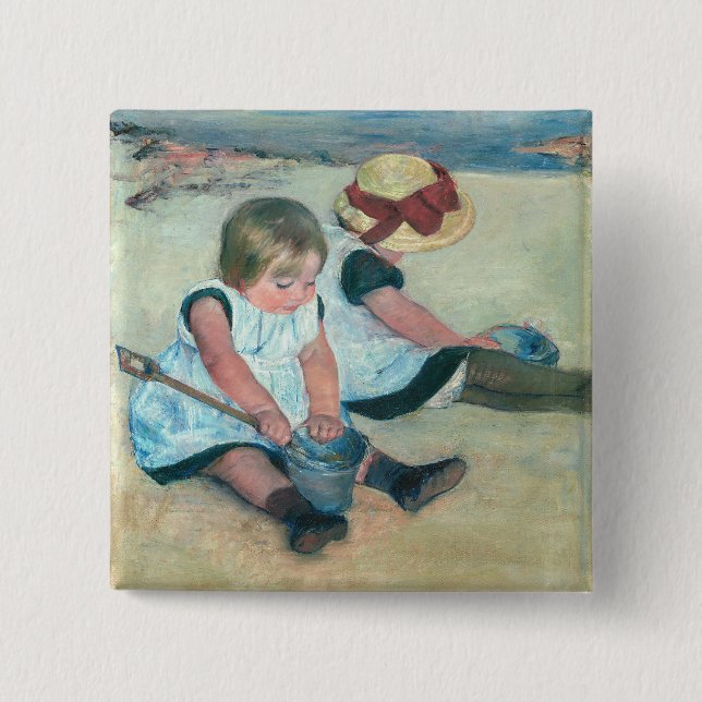 Mary Cassatt - Kinder, die am Strand spielen Button (Vorderseite)