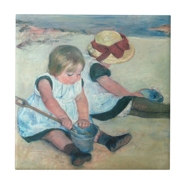 Mary Cassatt - Kinder, die am Strand spielen Fliese (Vorderseite)