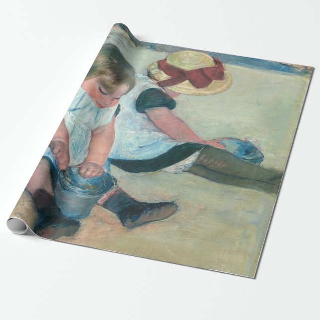 Mary Cassatt - Kinder, die am Strand spielen Geschenkpapier (Ungerollt)