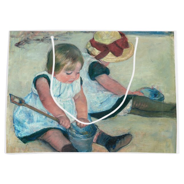 Mary Cassatt - Kinder, die am Strand spielen Große Geschenktüte (Vorderseite)