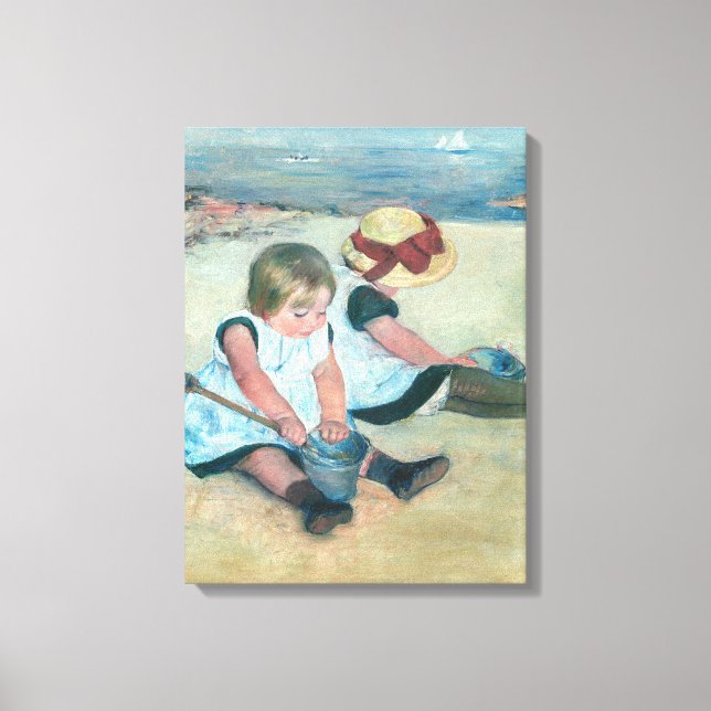 Mary Cassatt - Kinder, die am Strand spielen Leinwanddruck (Vorderseite)