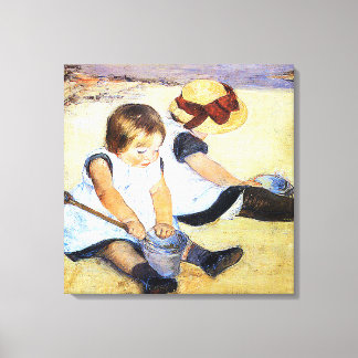 Mary Cassatt - Kinder, die am Strand spielen Leinwanddruck