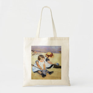 Mary Cassatt-Kinder, die auf dem Strand spielen Tragetasche