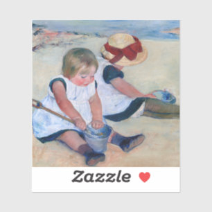Mary Cassatt Kinder spielen am Strand 1884  Aufkleber