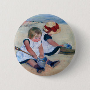 Mary Cassatt Kinder spielen am Strand 1884  Button