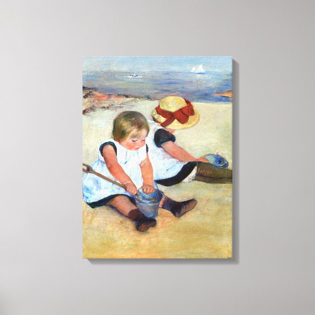 Mary Cassatt Kinder spielen am Strand Leinwanddruck (Vorderseite)