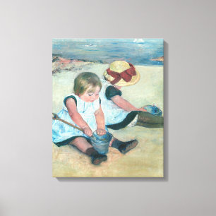 Mary Cassatt - Kinder spielen am Strand Leinwanddruck