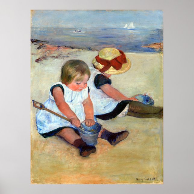Mary Cassatt Kinder spielen am Strand Poster (Vorne)