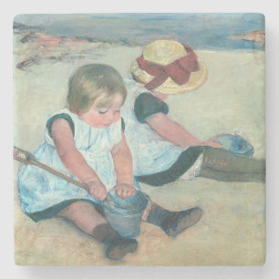 Mary Cassatt - Kinder spielen am Strand Steinuntersetzer