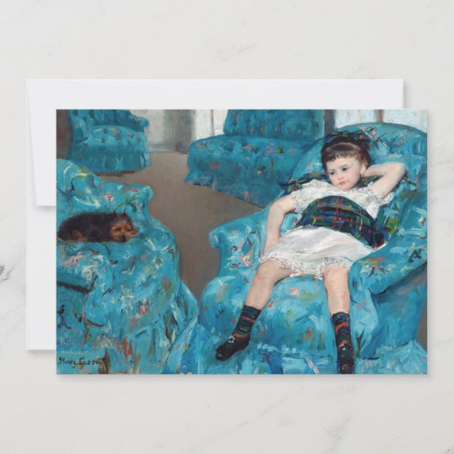 Mary Cassatt - Kleines Mädchen in einem blauen Ses Einladung (Vorderseite)