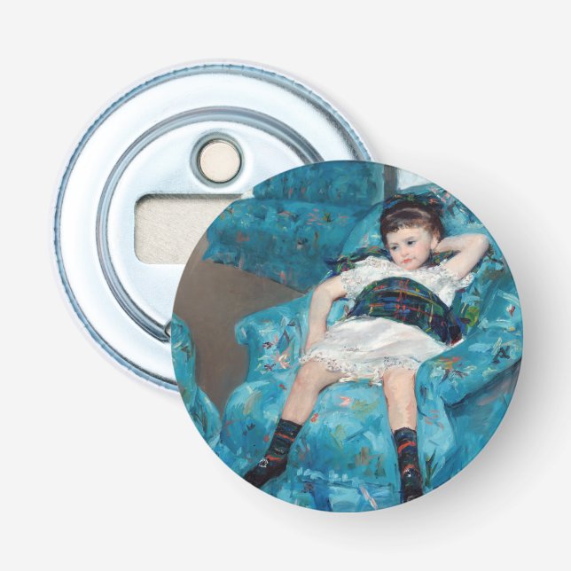 Mary Cassatt - Kleines Mädchen in einem blauen Ses Flaschenöffner (Vorderseite)