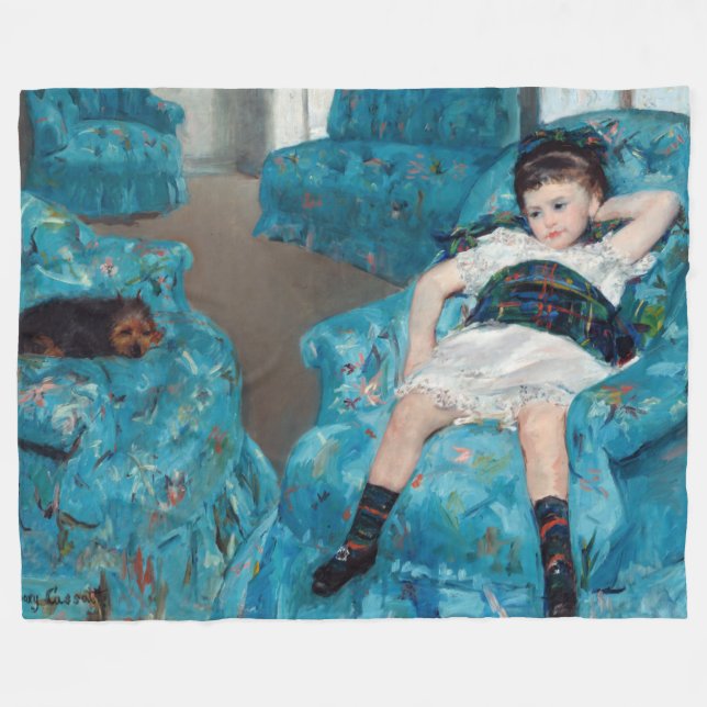 Mary Cassatt - Kleines Mädchen in einem blauen Ses Fleecedecke (Vorderseite (Horizontal))