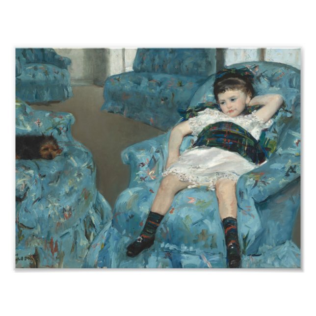 Mary Cassatt - Kleines Mädchen in einem blauen Ses Fotodruck (Vorne)
