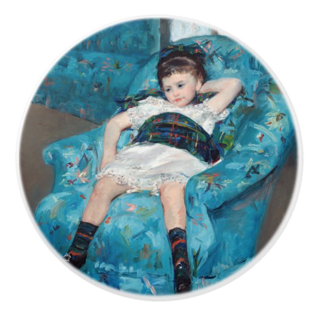 Mary Cassatt - Kleines Mädchen in einem blauen Ses Keramikknauf (Vorderseite)