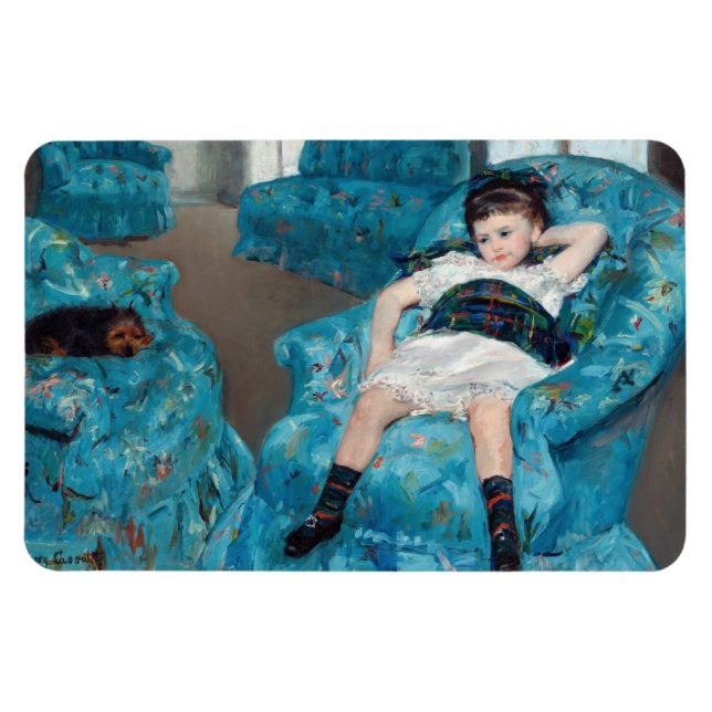 Mary Cassatt - Kleines Mädchen in einem blauen Ses Magnet (Horizontal)