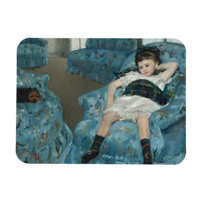 Mary Cassatt - Kleines Mädchen in einem blauen Ses Magnet (Horizontal)