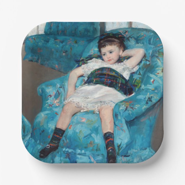 Mary Cassatt - Kleines Mädchen in einem blauen Ses Pappteller (Vorderseite)